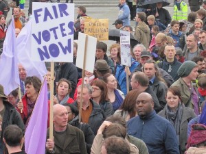 Demonstration today in London for introduction of a PR voting system