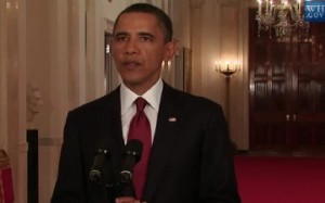 Obama announcing the death of bin Laden 